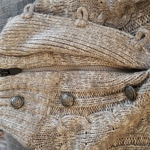 Amongst Others Marled Gray Mock Neck Henley Button Front Pullover Sweater SZ S - Picture 7 of 9